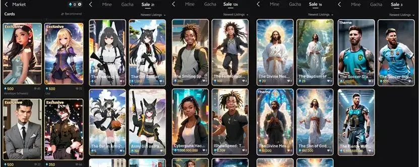 图：Talkie部分人物形象商店，来源：Talkie APP